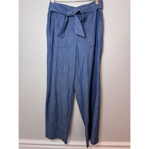 J. Crew Chambray Tie-Waist Pant linen blend denim blue size 6 NEW - Picture 4 of 11